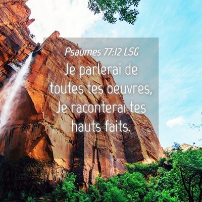 Picture 04 - Psaumes 77:12 LSG - Je parlerai de toutes tes oeuvres, Je raconterai - Bible Verse Picture