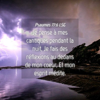 Picture 04 - Psaumes 77:6 LSG - Je pense à mes cantiques pendant la nuit, Je - Bible Verse Picture