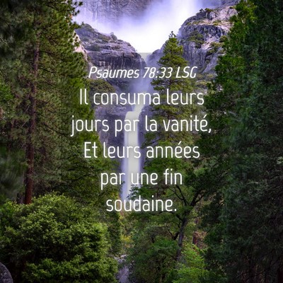 Picture 04 - Psaumes 78:33 LSG - Il consuma leurs jours par la vanité, Et leurs - Bible Verse Picture