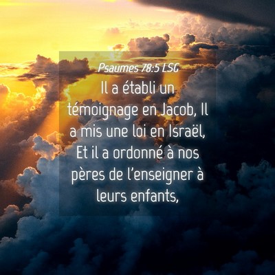 Picture 04 - Psaumes 78:5 LSG - Il a établi un témoignage en Jacob, Il a mis - Bible Verse Picture
