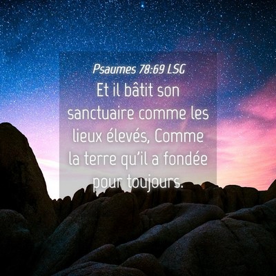 Picture 04 - Psaumes 78:69 LSG - Et il bâtit son sanctuaire comme les lieux - Bible Verse Picture
