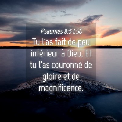 Picture 04 - Psaumes 8:5 LSG - Tu l'as fait de peu inférieur à Dieu, Et tu - Bible Verse Picture