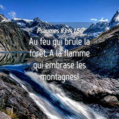 Picture 04 - Psaumes 83:14 LSG - Au feu qui brûle la forêt, A la flamme qui - Bible Verse Picture