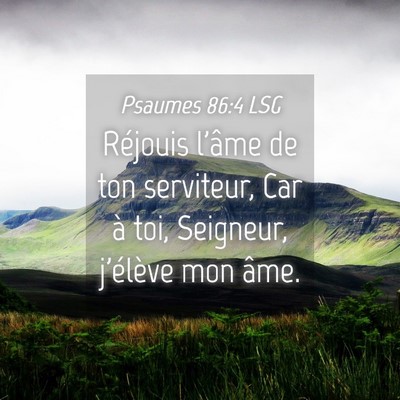 Picture 04 - Psaumes 86:4 LSG - Réjouis l'âme de ton serviteur, Car à toi, - Bible Verse Picture