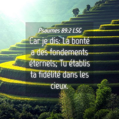 Picture 04 - Psaumes 89:2 LSG - Car je dis: La bonté a des fondements éternels; - Bible Verse Picture