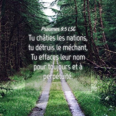 Picture 04 - Psaumes 9:5 LSG - Tu châties les nations, tu détruis le méchant, - Bible Verse Picture