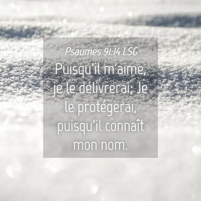Picture 04 - Psaumes 91:14 LSG - Puisqu'il m'aime, je le délivrerai; Je le - Bible Verse Picture