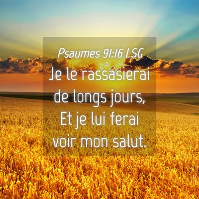 Picture 04 - Psaumes 91:16 LSG - Je le rassasierai de longs jours, Et je lui ferai - Bible Verse Picture