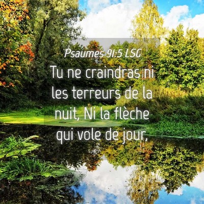 Picture 04 - Psaumes 91:5 LSG - Tu ne craindras ni les terreurs de la nuit, Ni la - Bible Verse Picture