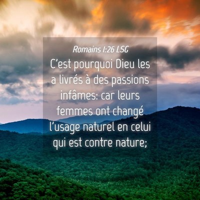 Picture 04 - Romains 1:26 LSG - C'est pourquoi Dieu les a livrés à des passions - Bible Verse Picture