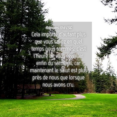Picture 04 - Romains 13:11 LSG - Cela importe d'autant plus que vous savez en quel - Bible Verse Picture