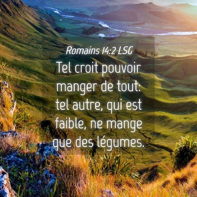 Picture 04 - Romains 14:2 LSG - Tel croit pouvoir manger de tout: tel autre, qui - Bible Verse Picture