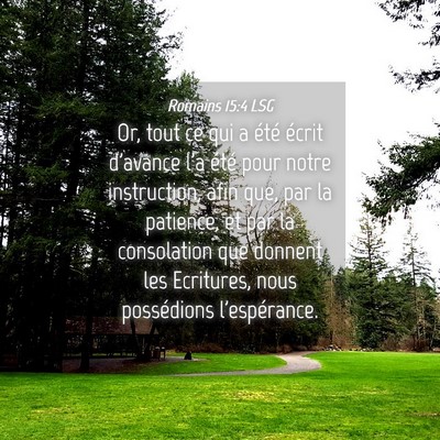 Picture 04 - Romains 15:4 LSG - Or, tout ce qui a été écrit d'avance l'a été - Bible Verse Picture