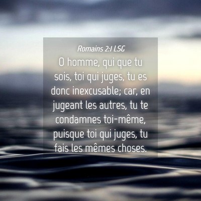 Picture 04 - Romains 2:1 LSG - O homme, qui que tu sois, toi qui juges, tu es - Bible Verse Picture