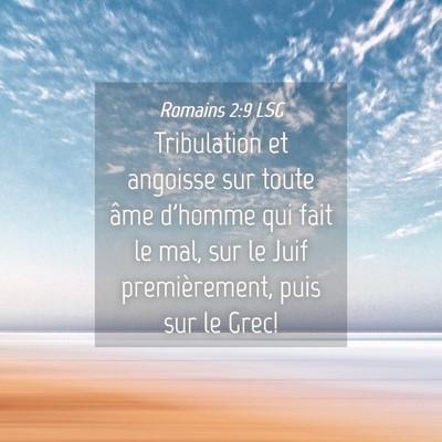 Picture 04 - Romains 2:9 LSG - Tribulation et angoisse sur toute âme d'homme - Bible Verse Picture