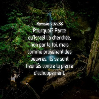 Picture 04 - Romains 9:32 LSG - Pourquoi? Parce qu'Israël l'a cherchée, non par - Bible Verse Picture
