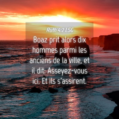 Picture 04 - Ruth 4:2 LSG - Boaz prit alors dix hommes parmi les anciens de - Bible Verse Picture