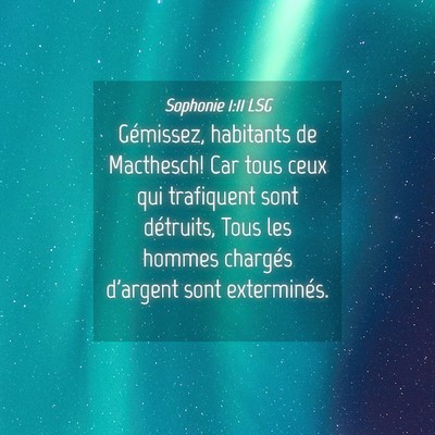 Picture 04 - Sophonie 1:11 LSG - Gémissez, habitants de Macthesch! Car tous ceux - Bible Verse Picture