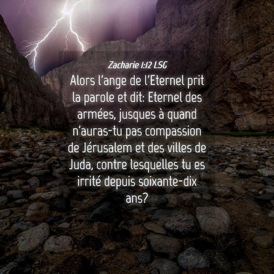 Picture 04 - Zacharie 1:12 LSG - Alors l'ange de l'Eternel prit la parole et dit: - Bible Verse Picture