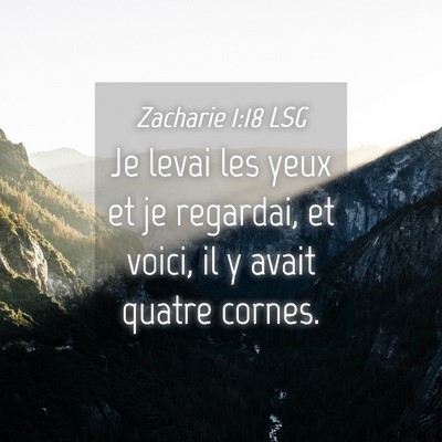 Picture 04 - Zacharie 1:18 LSG - Je levai les yeux et je regardai, et voici, il y - Bible Verse Picture