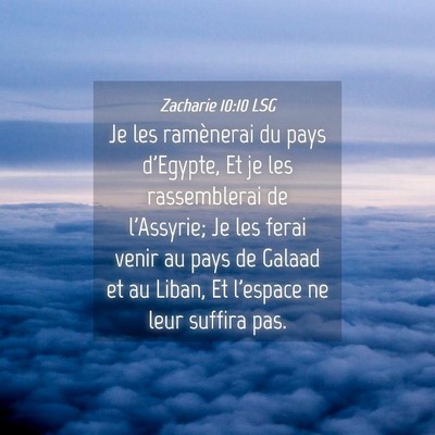 Picture 04 - Zacharie 10:10 LSG - Je les ramènerai du pays d'Egypte, Et je les - Bible Verse Picture