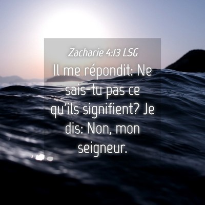 Picture 04 - Zacharie 4:13 LSG - Il me répondit: Ne sais-tu pas ce qu'ils - Bible Verse Picture