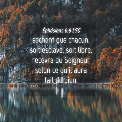 Picture 04 - Éphésiens 6:8 LSG - sachant que chacun, soit esclave, soit libre, - Bible Verse Picture