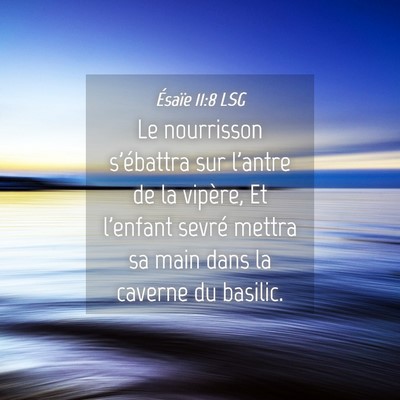 Picture 04 - Ésaïe 11:8 LSG - Le nourrisson s'ébattra sur l'antre de la - Bible Verse Picture