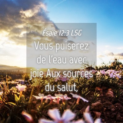 Picture 04 - Ésaïe 12:3 LSG - Vous puiserez de l'eau avec joie Aux sources du - Bible Verse Picture