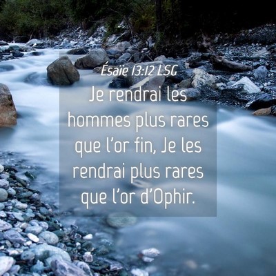 Picture 04 - Ésaïe 13:12 LSG - Je rendrai les hommes plus rares que l'or fin, Je - Bible Verse Picture