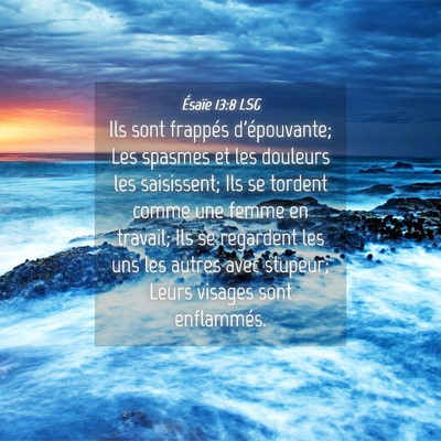 Picture 04 - Ésaïe 13:8 LSG - Ils sont frappés d'épouvante; Les spasmes et - Bible Verse Picture