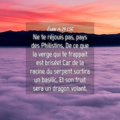Picture 04 - Ésaïe 14:29 LSG - Ne te réjouis pas, pays des Philistins, De ce - Bible Verse Picture