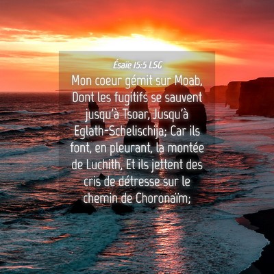 Picture 04 - Ésaïe 15:5 LSG - Mon coeur gémit sur Moab, Dont les fugitifs se - Bible Verse Picture