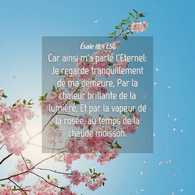 Picture 04 - Ésaïe 18:4 LSG - Car ainsi m'a parlé l'Eternel: Je regarde - Bible Verse Picture