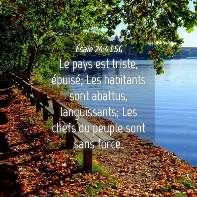 Picture 04 - Ésaïe 24:4 LSG - Le pays est triste, épuisé; Les habitants sont - Bible Verse Picture