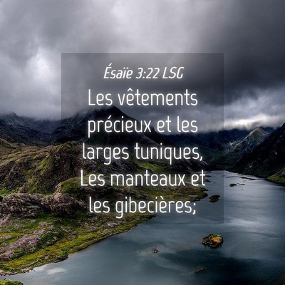 Picture 04 - Ésaïe 3:22 LSG - Les vêtements précieux et les larges tuniques, - Bible Verse Picture