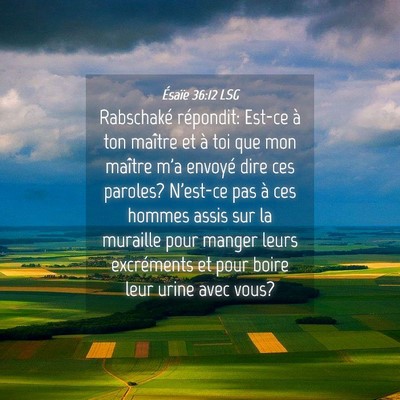 Picture 04 - Ésaïe 36:12 LSG - Rabschaké répondit: Est-ce à ton maître et à - Bible Verse Picture