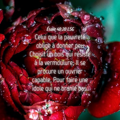 Picture 04 - Ésaïe 40:20 LSG - Celui que la pauvreté oblige à donner peu - Bible Verse Picture