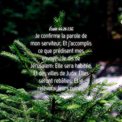 Picture 04 - Ésaïe 44:26 LSG - Je confirme la parole de mon serviteur, Et - Bible Verse Picture