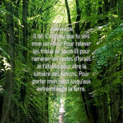 Picture 04 - Ésaïe 49:6 LSG - Il dit: C'est peu que tu sois mon serviteur Pour - Bible Verse Picture
