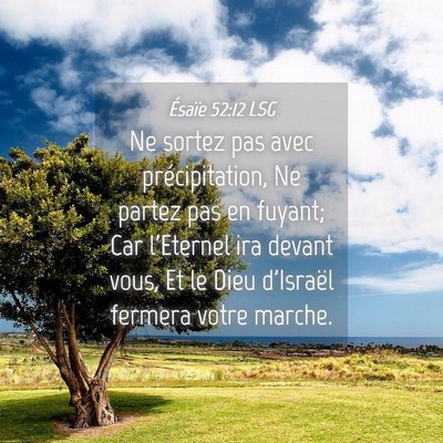 Picture 04 - Ésaïe 52:12 LSG - Ne sortez pas avec précipitation, Ne partez pas - Bible Verse Picture