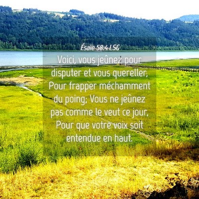 Picture 04 - Ésaïe 58:4 LSG - Voici, vous jeûnez pour disputer et vous - Bible Verse Picture