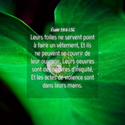 Picture 04 - Ésaïe 59:6 LSG - Leurs toiles ne servent point à faire un - Bible Verse Picture