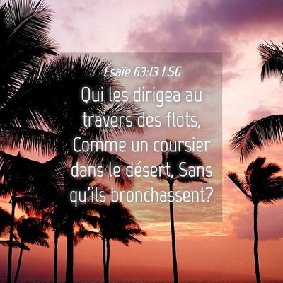 Picture 04 - Ésaïe 63:13 LSG - Qui les dirigea au travers des flots, Comme un - Bible Verse Picture