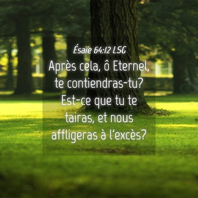 Picture 04 - Ésaïe 64:12 LSG - Après cela, ô Eternel, te contiendras-tu? - Bible Verse Picture