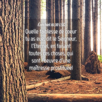 Picture 04 - Ézéchiel 16:30 LSG - Quelle faiblesse de coeur tu as eue, dit le - Bible Verse Picture
