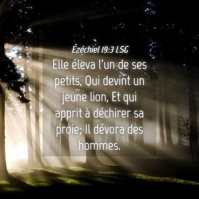 Picture 04 - Ézéchiel 19:3 LSG - Elle éleva l'un de ses petits, Qui devint un - Bible Verse Picture