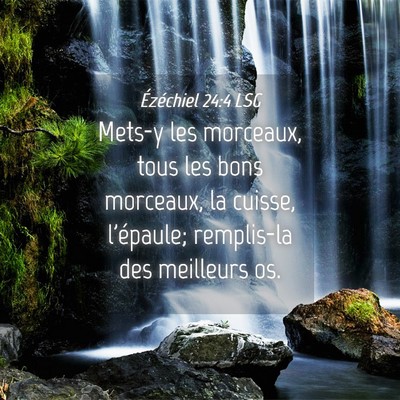 Picture 04 - Ézéchiel 24:4 LSG - Mets-y les morceaux, tous les bons morceaux, la - Bible Verse Picture