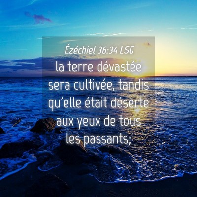 Picture 04 - Ézéchiel 36:34 LSG - la terre dévastée sera cultivée, tandis - Bible Verse Picture