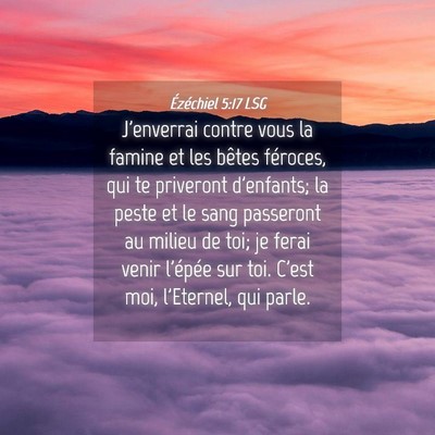 Picture 04 - Ézéchiel 5:17 LSG - J'enverrai contre vous la famine et les bêtes - Bible Verse Picture